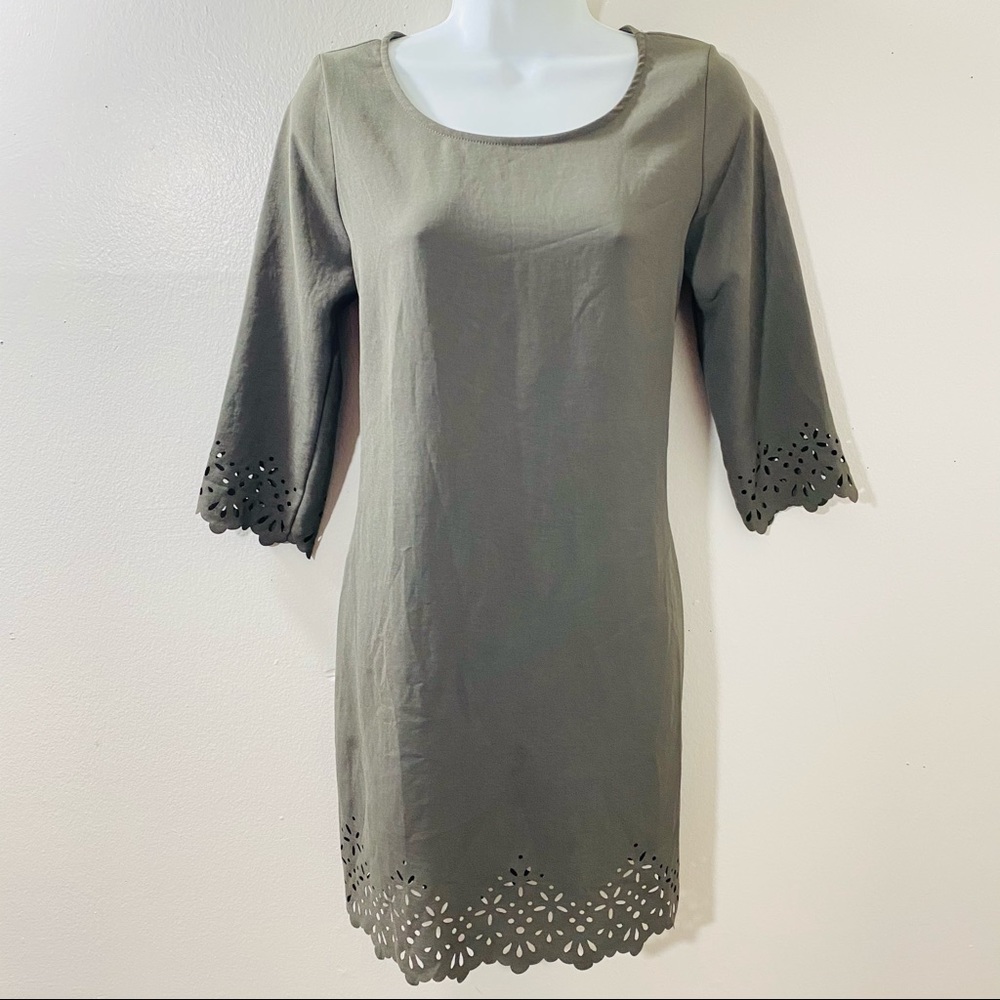 EVERLY Green Embroidered 3/4 Sleeve Womens Size Small Dress - Picture 8 of 8